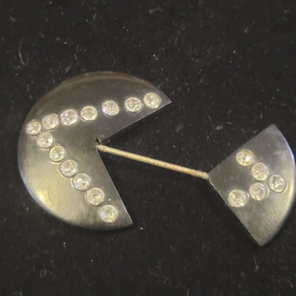 Vintage 1920s black and rhinestone double-ended hat pin